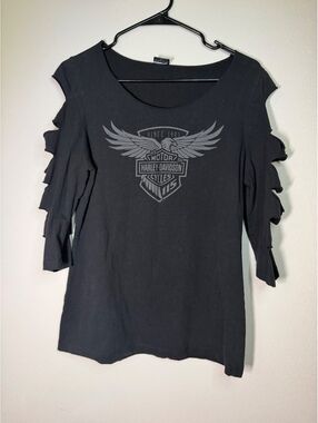 Harley-Davidson Black Cut-Out Sleeve T-Shirt
